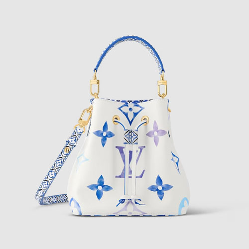 M22986 Louis Vuitton Neonoe BB White Leather Blue Pattern