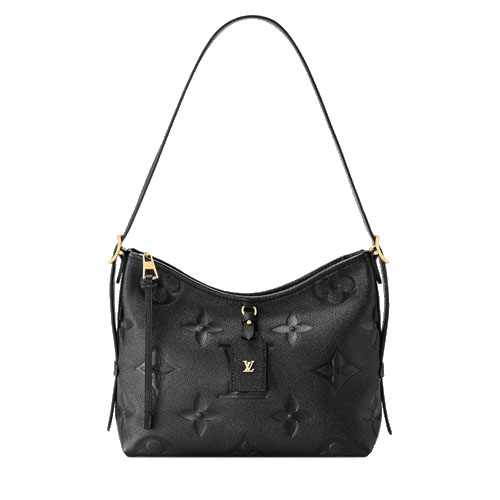 M46288 Louis Vuitton CarryAll PM Black Leather Blue Lining Gold Metal