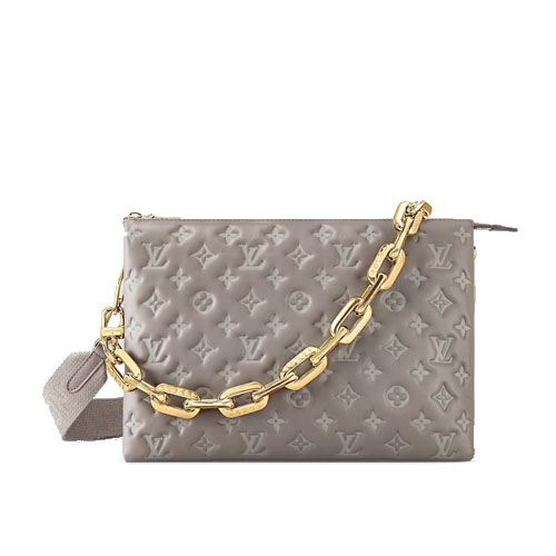 M20771 Louis Vuitton Coussin MM Grey Monogram-embossed puffy lambskin