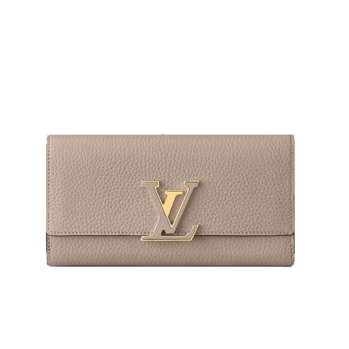 M61249 Louis Vuitton Capucines Wallet Taurillon Leather outside grey
