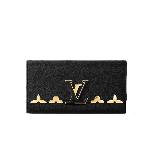 M64551 Louis Vuitton Capucines Wallet Black Taurillon Leather